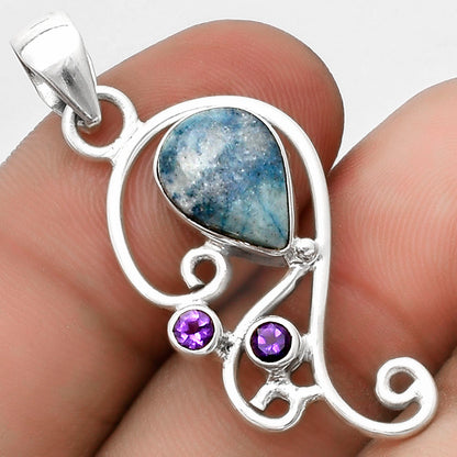 Blue Scheelite - Turkey & Amethyst Pendant P-1039 SDP120542