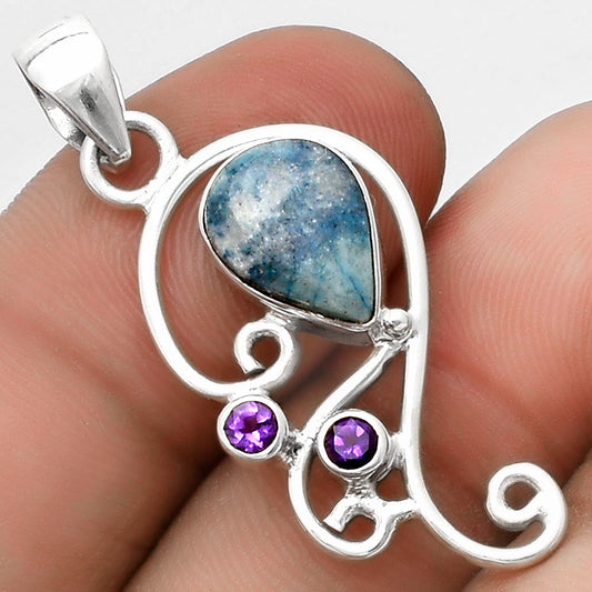 Blue Scheelite - Turkey & Amethyst Pendant P-1039 SDP120542