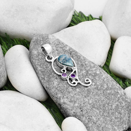 Blue Scheelite - Turkey & Amethyst Pendant P-1039 SDP120542