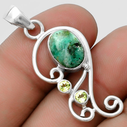 Natural Larsonite Jasper & Peridot Pendant P-1039 SDP120545