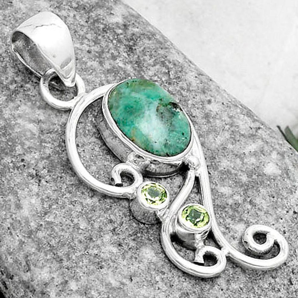 Natural Larsonite Jasper & Peridot Pendant P-1039 SDP120545