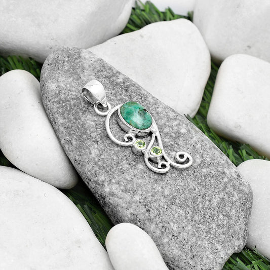 Natural Larsonite Jasper & Peridot Pendant P-1039 SDP120545