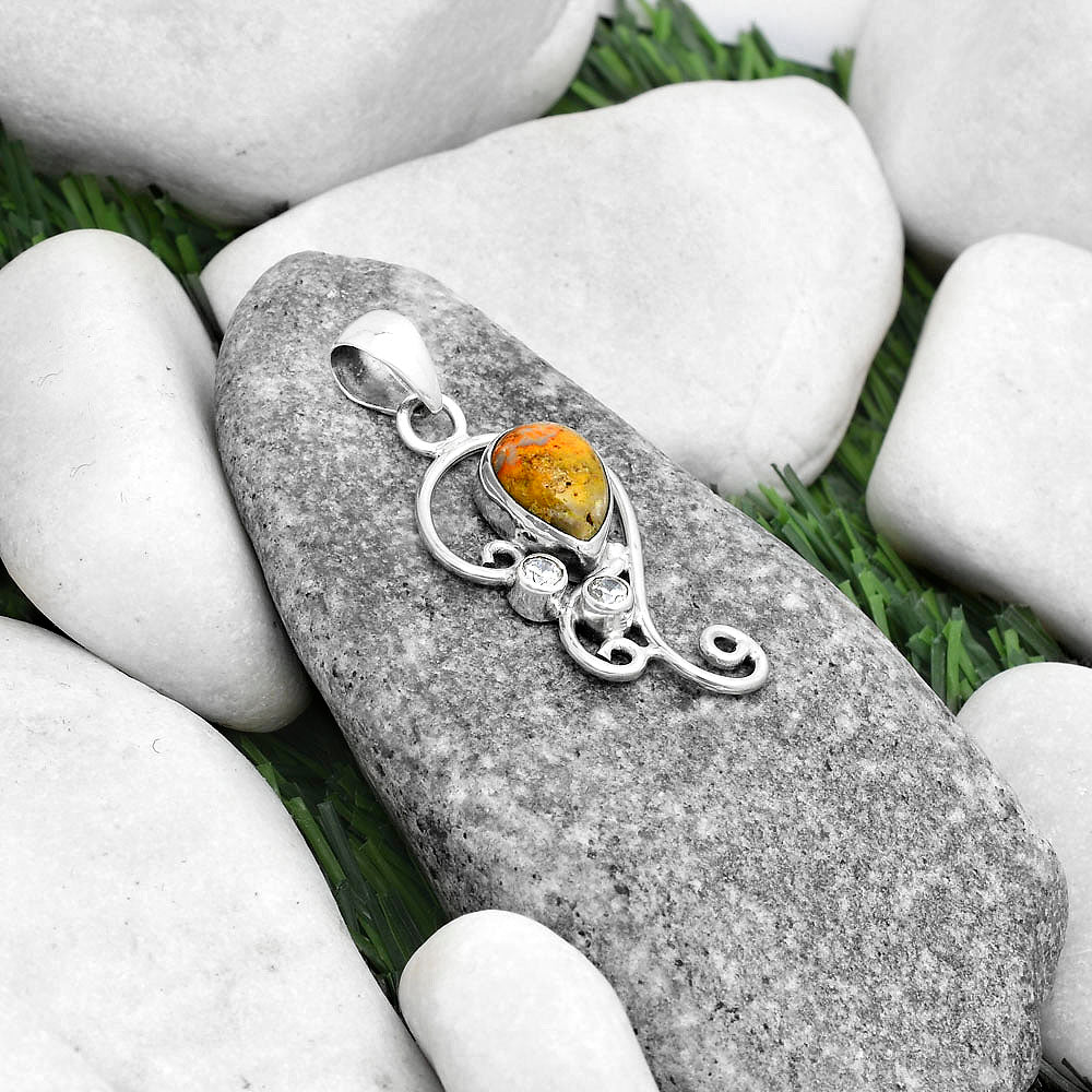 Natural Indonesian Bumble Bee & Zircon Pendant P-1039 SDP120550