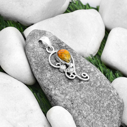 Natural Indonesian Bumble Bee & Zircon Pendant P-1039 SDP120550