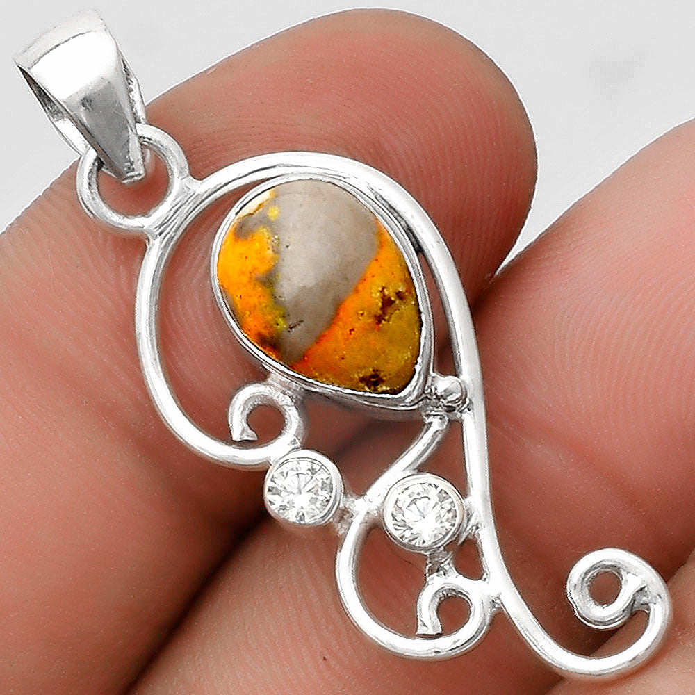 Natural Indonesian Bumble Bee & Zircon Pendant P-1039 SDP120552