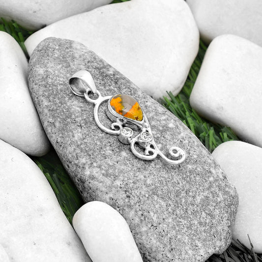 Natural Indonesian Bumble Bee & Zircon Pendant P-1039 SDP120552