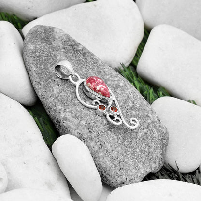 Natural Pink Thulite Norway & Garnet Pendant P-1039 SDP120554