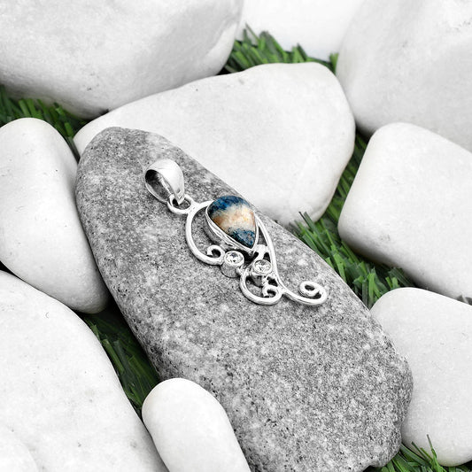 Blue Scheelite - Turkey & Zircon Pendant P-1039 SDP120558
