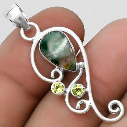 Dendritic Chrysoprase - Africa & Peridot Pendant P-1039 SDP120559