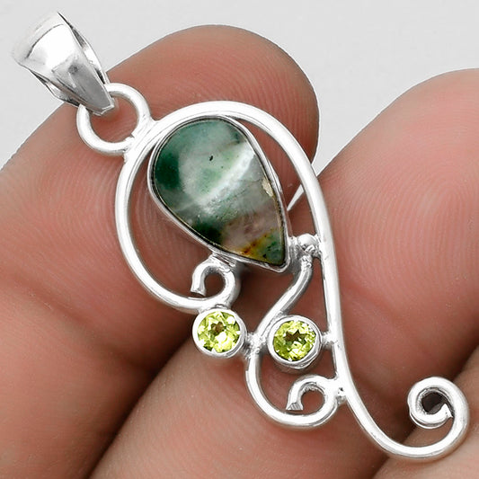 Dendritic Chrysoprase - Africa & Peridot Pendant P-1039 SDP120559