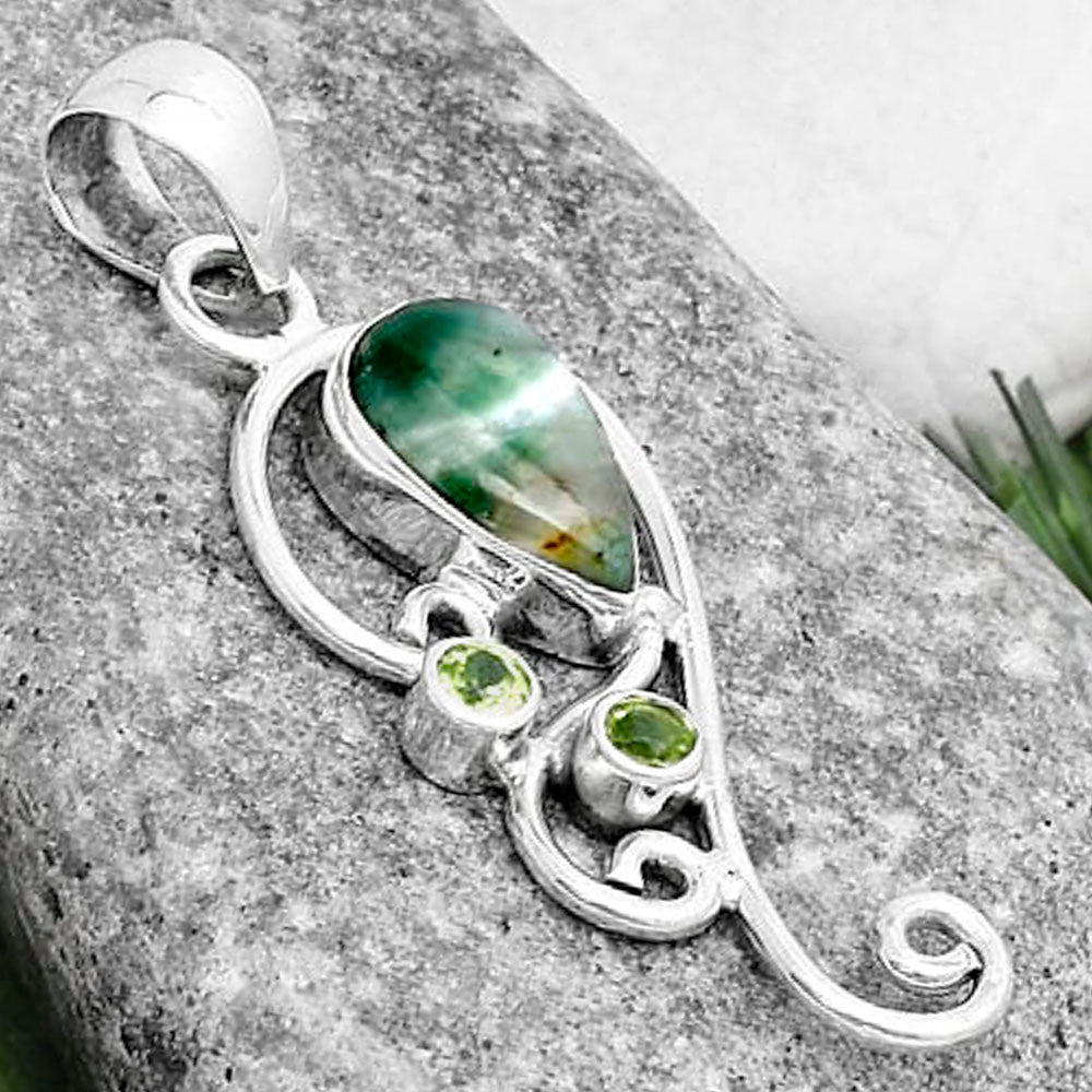 Dendritic Chrysoprase - Africa & Peridot Pendant P-1039 SDP120559