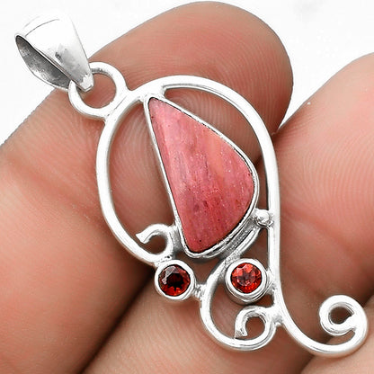 Natural Pink Tulip Quartz & Garnet Pendant P-1039 SDP120563