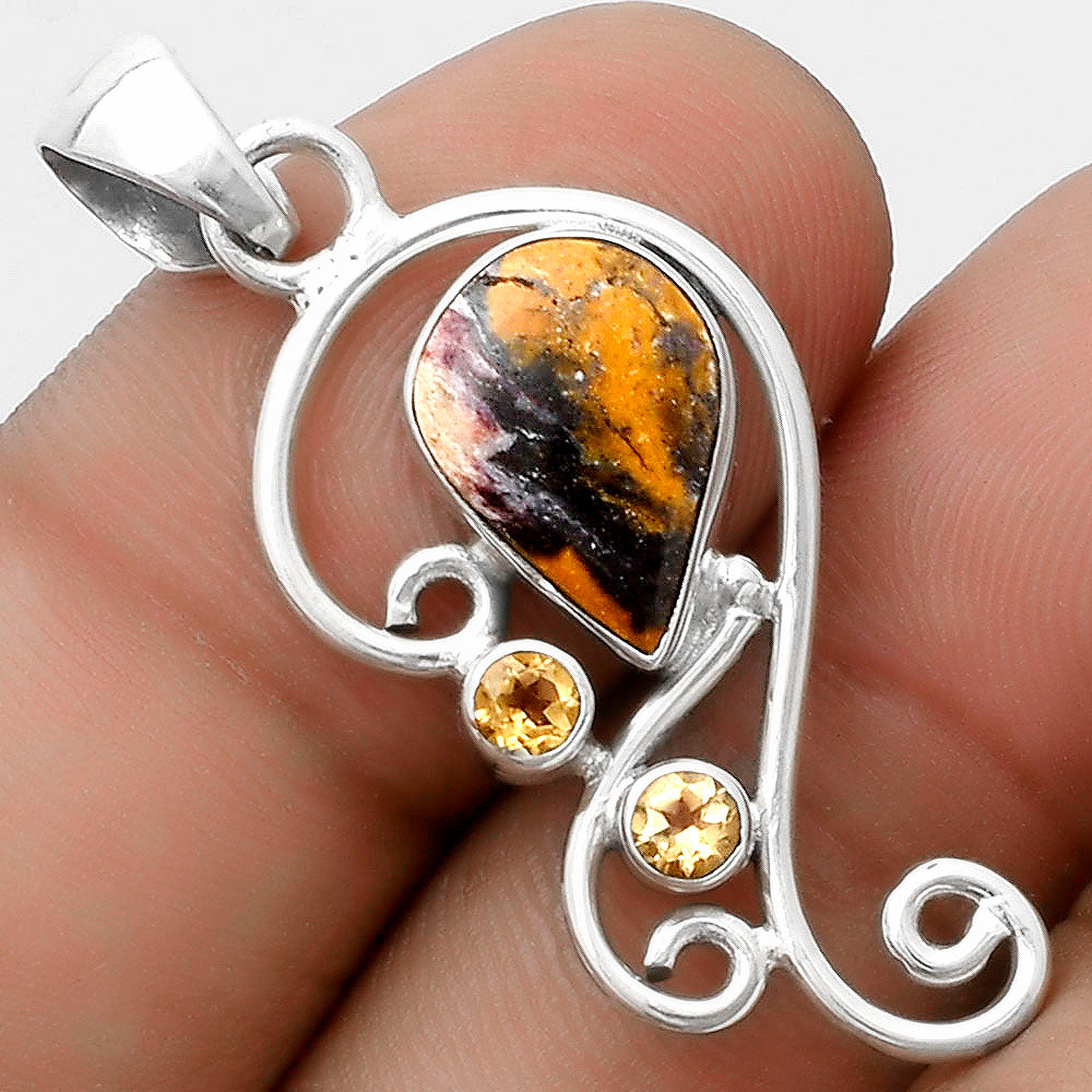 Natural Indian Blanket Jasper & Citrine Pendant P-1039 SDP120572