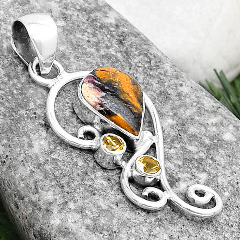 Natural Indian Blanket Jasper & Citrine Pendant P-1039 SDP120572