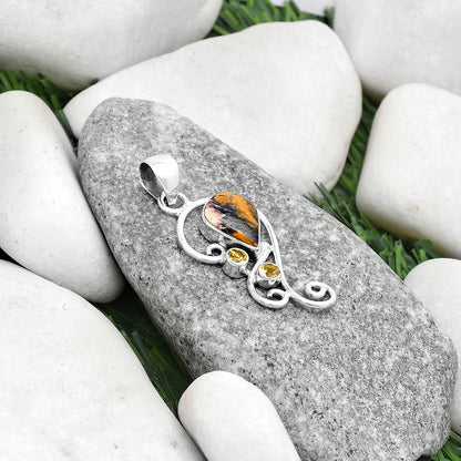 Natural Indian Blanket Jasper & Citrine Pendant P-1039 SDP120572