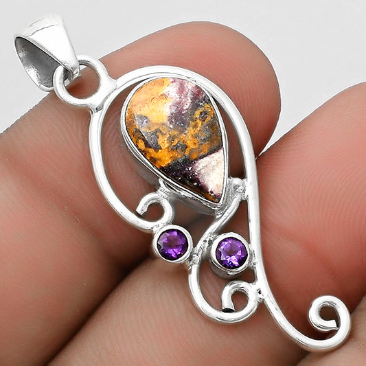 Indian Blanket Jasper & Amethyst Pendant P-1039 SDP120576