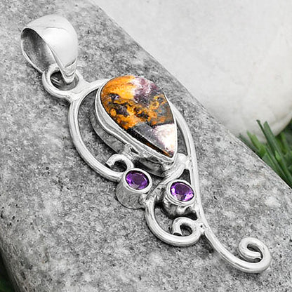 Indian Blanket Jasper & Amethyst Pendant P-1039 SDP120576