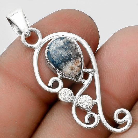 Blue Scheelite - Turkey & Zircon Pendant P-1039 SDP120577