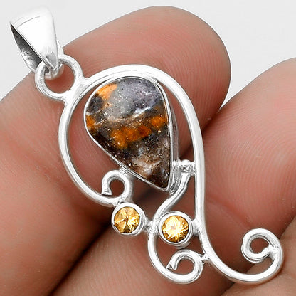 Natural Indian Blanket Jasper & Citrine Pendant P-1039 SDP120578
