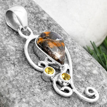 Natural Indian Blanket Jasper & Citrine Pendant P-1039 SDP120578