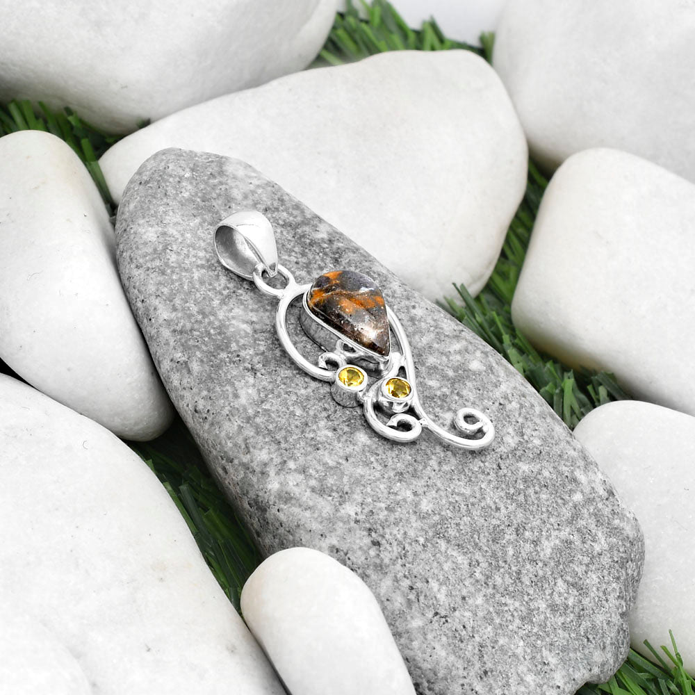 Natural Indian Blanket Jasper & Citrine Pendant P-1039 SDP120578
