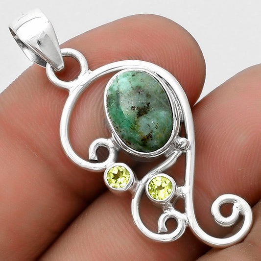 Natural Larsonite Jasper & Peridot Pendant P-1039 SDP120579