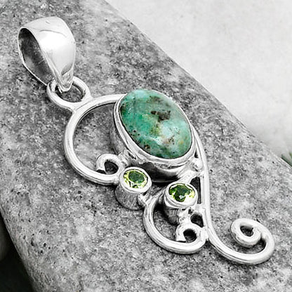Natural Larsonite Jasper & Peridot Pendant P-1039 SDP120579