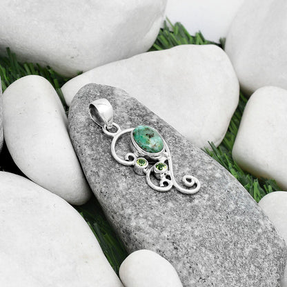 Natural Larsonite Jasper & Peridot Pendant P-1039 SDP120579