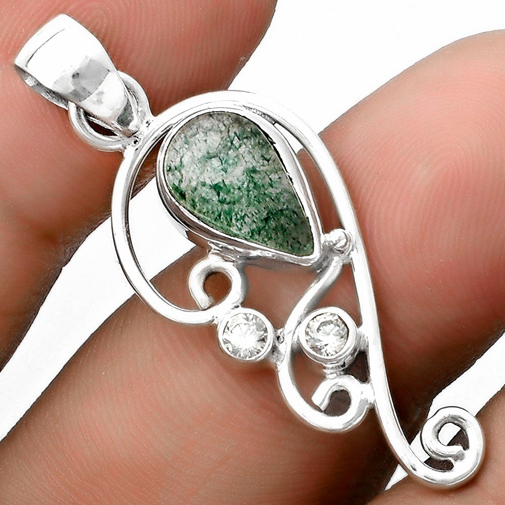 Natural Green Aventurine & Zircon Pendant P-1039 SDP120582