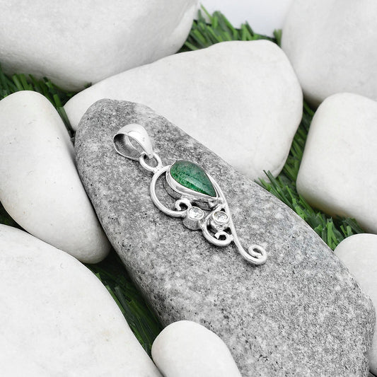 Natural Green Aventurine & Zircon Pendant P-1039 SDP120582