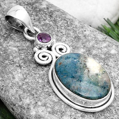 Blue Scheelite - Turkey & Amethyst Pendant P-1603 SDP120593