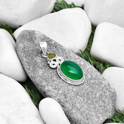 Natural Green Onyx & Peridot Rough Pendant P-1603 SDP120594