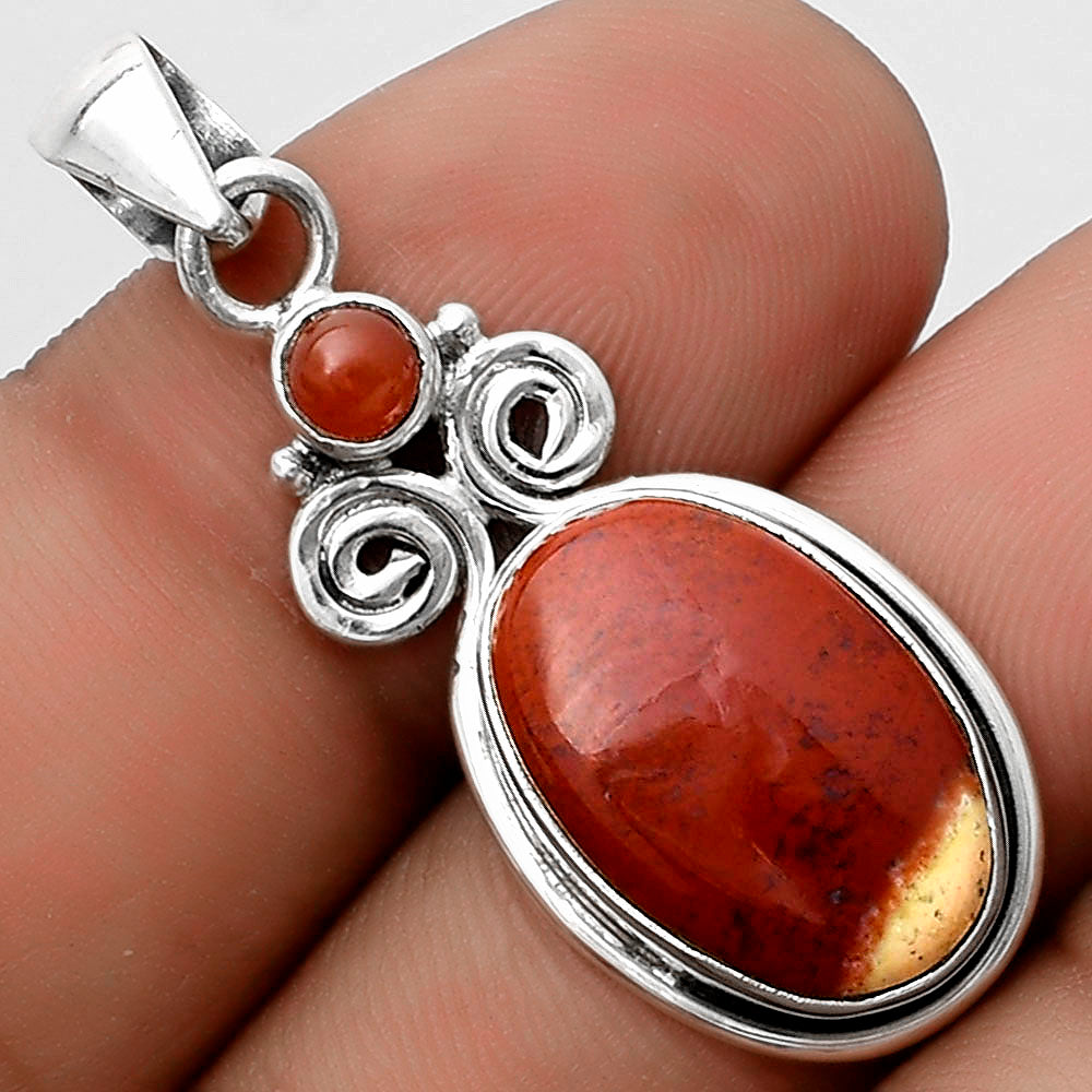 Natural Red Moss Agate & Carnelian Pendant P-1603 SDP120596