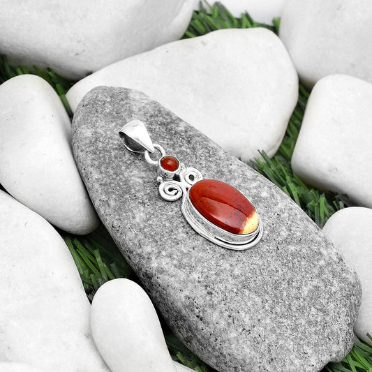 Natural Red Moss Agate & Carnelian Pendant P-1603 SDP120596
