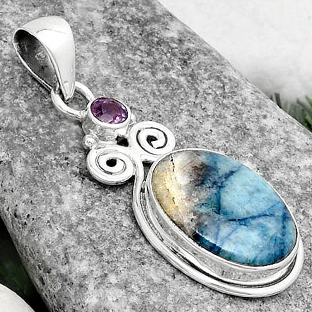 Blue Scheelite - Turkey & Amethyst Pendant P-1603 SDP120599