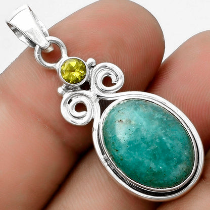 Natural Paraiba Amazonite & Peridot Pendant P-1603 SDP120603
