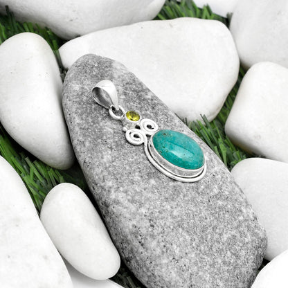 Natural Paraiba Amazonite & Peridot Pendant P-1603 SDP120603