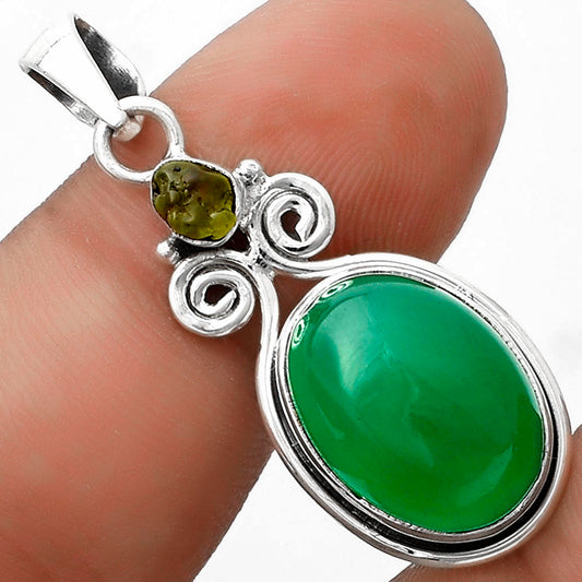 Natural Green Onyx & Peridot Rough Pendant P-1603 SDP120609