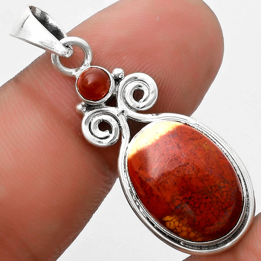Natural Red Moss Agate & Carnelian Pendant P-1603 SDP120613