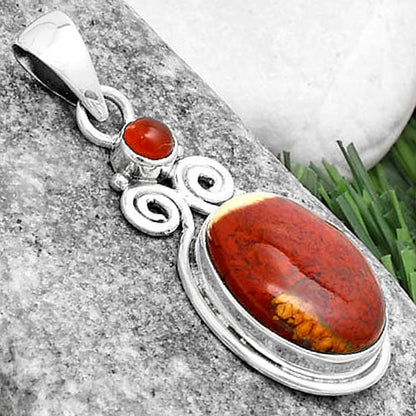 Natural Red Moss Agate & Carnelian Pendant P-1603 SDP120613