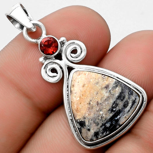 Natural Indian Blanket Jasper & Garnet Pendant P-1603 SDP120615