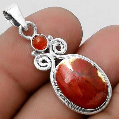 Natural Red Moss Agate & Carnelian Pendant P-1603 SDP120617
