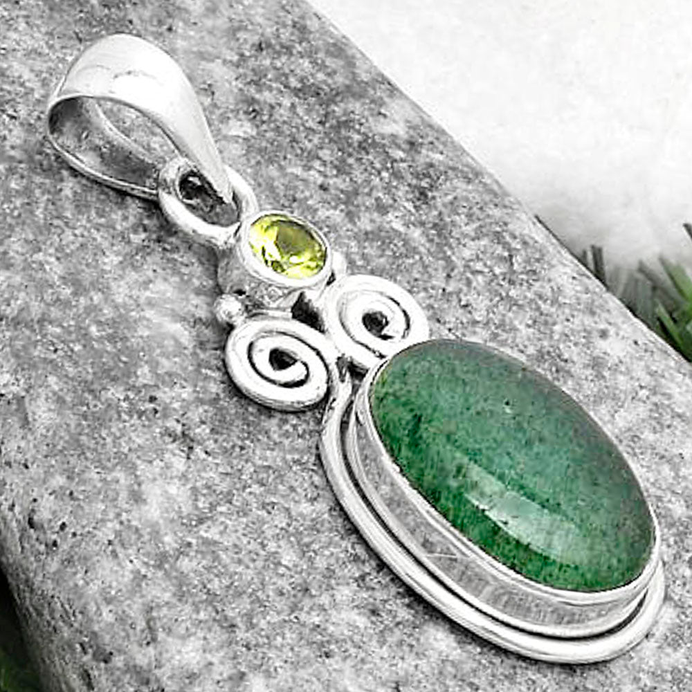 Natural Green Aventurine & Peridot Pendant P-1603 SDP120618