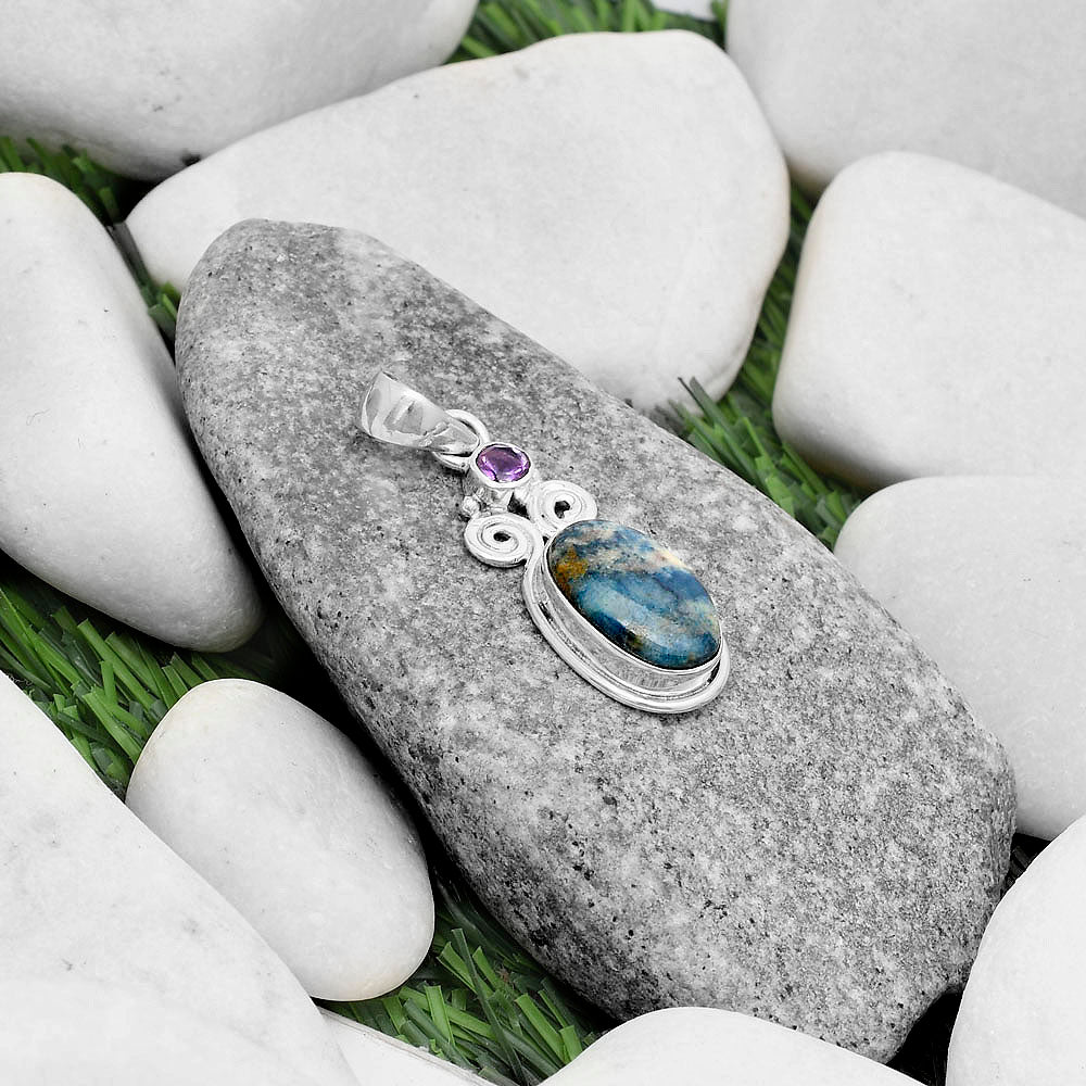 Blue Scheelite - Turkey & Amethyst Pendant P-1603 SDP120627