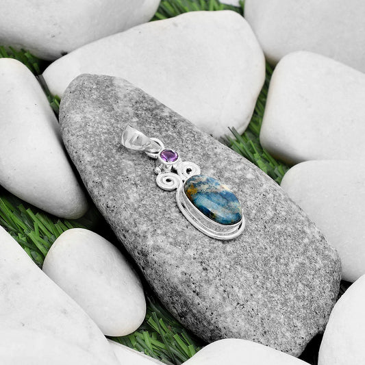 Blue Scheelite - Turkey & Amethyst Pendant P-1603 SDP120627