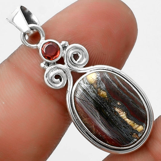 Natural Iron Tiger Eye & Garnet Pendant P-1603 SDP120628