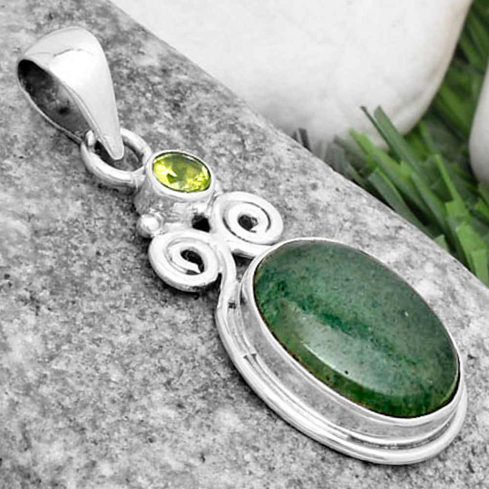 Natural Green Aventurine & Peridot Pendant P-1603 SDP120630