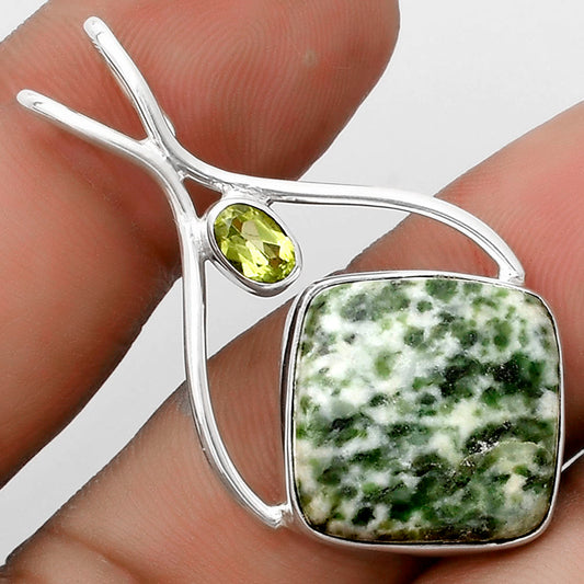 Natural Dioptase & Peridot Pendant P-1038 SDP120635
