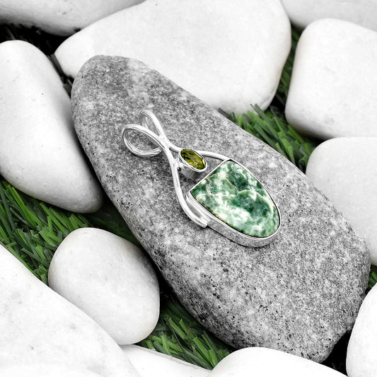 Natural Dioptase & Peridot Pendant P-1038 SDP120636