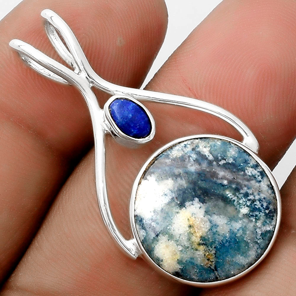 Natural Blue Scheelite Turkey & Lapis Pendant P-1038 SDP120637